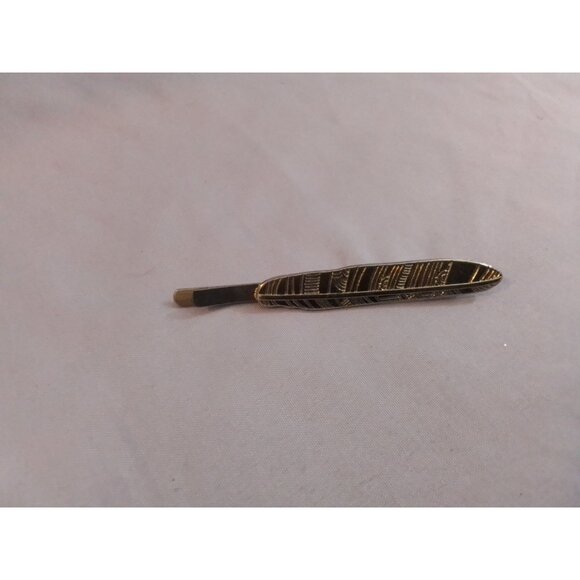 Vintage Feather Design Bobby Pin Hair Accessory Gold Tone - Picture 1 of 3